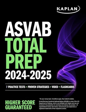Kaplan Test Prep. ASVAB Total Prep 2024-2025: 7 Practice Tests + Proven Strategies + Video + Flashcards. Kaplan Publishing, 2023.
