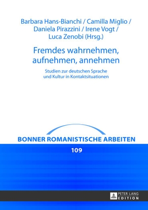 Hans-Bianchi, Barbara / Irene Vogt et al (Hrsg.). Fremdes wahrnehmen, aufnehmen, annehmen - Studien zur deutschen Sprache und Kultur in Kontaktsituationen. Peter Lang, 2013.