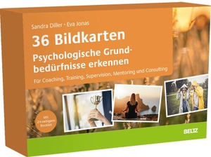 Diller, Sandra / Eva Jonas. 36 Bildkarten Psychologische Grundbedürfnisse erkennen - Für Coaching, Training, Supervision, Mentoring und Consulting. Mit 24-seitigem Booklet.. Beltz Verlagsgruppe, 2023.