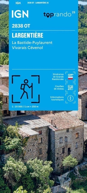 2838OT Largentière - La Bastide-Puylaurent - Vivarais Cévenol - 1:25000. IGN Frankreich, 2026.