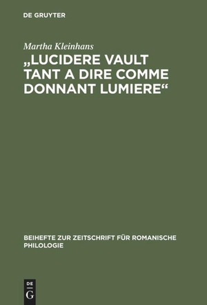 Kleinhans, Martha. "Lucidere vault tant a dire comme donnant lumiere" - Untersuchung und Edition der Prosaversionen 2, 4 und 5 des 'Elucidarium'. De Gruyter, 1993.