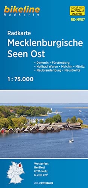Esterbauer Verlag (Hrsg.). Radkarte Mecklenburgische Seen Ost 1:75.000 (RK-MV07) - Demmin - Malchin - Müritz - Neubrandenburg - Neustrelitz - Teterow - Waren (Müritz) , 1:75.000, wetterfest/reißfest, GPS-tauglich mit UTM-Netz. Esterbauer GmbH, 2021.