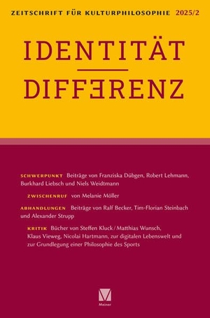Becker, Ralf / Christian Bermes et al (Hrsg.). Identität/Differenz. Meiner Felix Verlag GmbH, 2026.