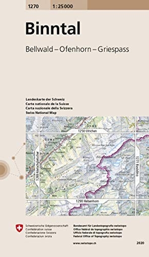 Swisstopo 1 : 25 000 Binntal - Bellwald - Ofenhorn - Griespass. Bundesamt für Landestopog, 2020.