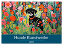Hunde Kunstwerke - Hunde im Stil des Fauvismus künstlerisch gestaltet (Wandkalender 2024 DIN A2 quer), CALVENDO Monatskalender