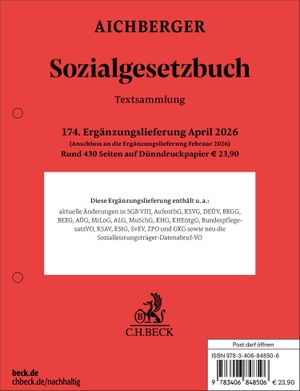 Sozialgesetzbuch  174. Ergänzungslieferung. C.H. Beck, 2026.
