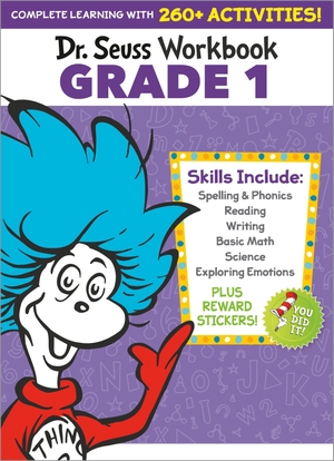 Dr. Seuss Workbook: Grade 1 - 260+ Fun Activities with Stickers and More! (Spelling, Phonics, Sight Words, Writing, Reading Comprehension, Math, Addition & Subtraction, Science, SEL). Random House LLC US, 2022.
