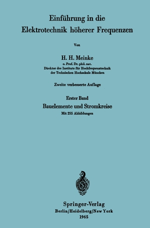 Meinke, Hans H.. Einführung in die Elektrotechnik höherer Frequenzen - Zweiter Band Elektromagnetische Felder und Wellen. Springer Berlin Heidelberg, 1965.