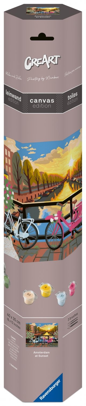 CreArt, Malen nach Zahlen Canvas Leinwand - Amsterdam zum Sonnenuntergang. Ravensburger Spieleverlag, 2026.