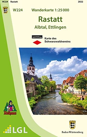Lgl (Hrsg.). W224 Wanderkarte 1:25 000 Rastatt - Albtal, Ettlingen. LVA Baden-Württemberg, 2022.