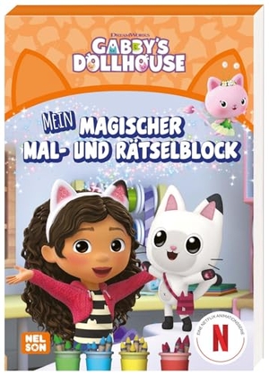 Gabby's Dollhouse: Mein magischer Mal- und Rätselblock - Mit vielen Rätseln und Ausmalseiten | Beschäftigungsblock für Kinder ab 3 Jahren. Nelson Verlag, 2024.
