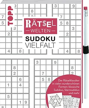 Berendes, Silke. Rätselwelten - Sudoku Vielfalt | Der Rätselklassiker in vielen wunderschönen Formen: klassische Sudokus, Sternsudokus und mehr - Inklusive farbig passendem Stift mit Radierer zum sofort Losrätseln sowie Gummiband zum Befestigen. frechverlag GmbH, 2021.