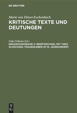 Polheim, Edda (Hrsg.). Briefwechsel mit Theo Schücking. Frauenleben im 19. Jahrhundert. De Gruyter, 2001.