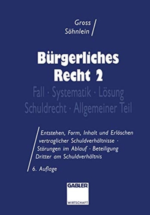 Söhnlein, Walter / Willi Gross. Bürgerliches Recht 2 - Fall · Systematik · Lösung · Schuldrecht · Allgemeiner Teil. Gabler Verlag, 1994.