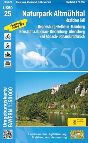 Landesamt für Digitalisierung, Breitband und Vermessung (Hrsg.). UK50-25 Naturpark Altmühltal, östlicher Teil - Regensburg, Kelheim, Mainburg, Neustadt a.d.Donau, Riedenburg, Abensberg, Bad Abbach, Donaudurchbruch. LDBV Bayern, 2023.