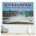 Kitesurfen - Wasser, Wind und coole Typen (hochwertiger Premium Wandkalender 2024 DIN A2 quer), Kunstdruck in Hochglanz