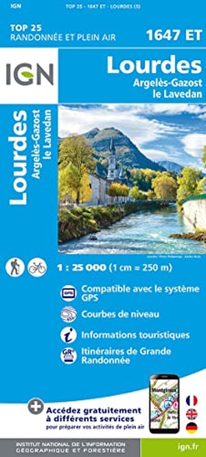 Lourdes 1:25 000. IGN Frankreich, 2022.