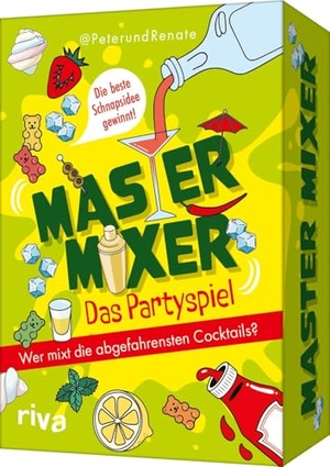PeterundRenate. Master Mixer - Das Partyspiel - Wer mixt die abgefahrensten Cocktails?¿- Die beste Schnapsidee gewinnt | Kreativer Spielspaß mit und ohne Alkohol. Das ideale Geschenk für Freunde, Geburtstage, JGAs und Spieleabende. riva Verlag, 2026.