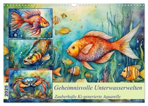 Kleemann, Claudia. Geheimnisvolle Unterwasserwelten (Wandkalender 2025 DIN A3 quer), CALVENDO Monatskalender - Zauberhafte von der KI generierte Aquarelle. Calvendo, 2024.