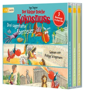 Siegner, Ingo. Der kleine Drache Kokosnuss - Drei sagenhafte Abenteuer - Der kleine Drache Kokosnuss auf der Suche nach Atlantis, Der kleine Drache Kokosnuss bei den Römern, Der kleine Drache Kokosnuss bei den alten Griechen. cbj audio, 2026.