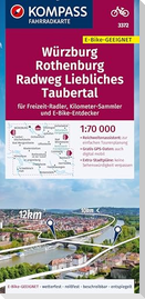 KOMPASS Fahrradkarte 3372 Würzburg, Rothenburg, Radweg Liebliches Taubertal 1:70.000