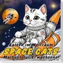 Katzen Malbuch - Cozy Malbuch - Space Cats: Katzen im Weltraum Cute & Chill Süßes Malbuch