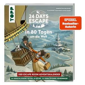 Baumann, Annekatrin. 24 DAYS ESCAPE - Der Escape Room Adventskalender: In 80 Tagen um die Welt - 24 verschlossene Rätselseiten und XXL-Poster. Das Escape Adventskalenderbuch!. frechverlag GmbH, 2024.