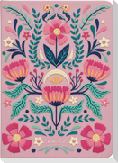 Taschenkalender A5 2027: Blütenmotiv, bestickt, rosa