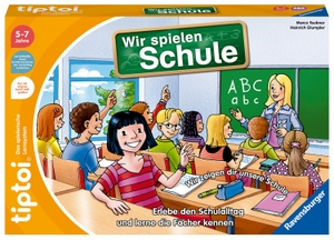 Teubner, Marco / Heinrich Glumpler. Ravensburger tiptoi Spiel - 00123 Wir spielen Schule - Spiel von Ravensburger ab 5 Jahren für 1-4 Spieler, Erlebe interaktiv einen kompletten Schultag - Erlebe den Schulalltag und lerne die Fächer kennen. Ravensburger Spieleverlag, 2022.