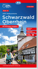 ADFC-Radtourenkarte 24 Schwarzwald Oberrhein 1:150.000, reiß- und wetterfest, E-Bike geeignet, GPS-Tracks Download, mit Bett+Bike Symbolen, mit Kilometer-Angaben