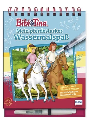 Bibi & Tina - Mein pferdestarker Wassermalspaß - Einfach mit Wasser malen - Bibi und Tina-Malbuch mit 16 Bildern, die sich beim Kontakt mit Wasser bunt färben + viele Motive zum Ausmalen und Abpausen, mit nachfüllbarem Wassermalstift, ab 4 Jahren. Ullmann Medien GmbH, 2021.