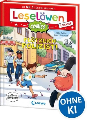 Reider, Katja. Leselöwen Comics 1. Klasse - Plötzlich Polizist! - Die Nr. 1 für den Lesestart als Comic-Buch! - Mit Leselernschrift ABeZeh - Erstlesebuch für Kinder ab 6 Jahren. Loewe Verlag GmbH, 2026.