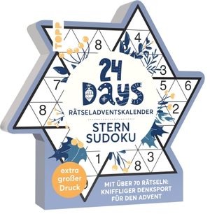 Frechverlag (Hrsg.). 24 DAYS RÄTSELADVENTSKALENDER - Sternsudoku - Über 70 Rätsel: Kniffliger Denksport in Sternform. Jeden Tag bis Weihnachten je ein Sudoku in leicht, mittel und schwer.. frechverlag GmbH, 2026.