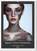 Digitale Tattoo-Schönheiten - Computerträume aus der KI (Wandkalender 2024 DIN A2 hoch), CALVENDO Monatskalender
