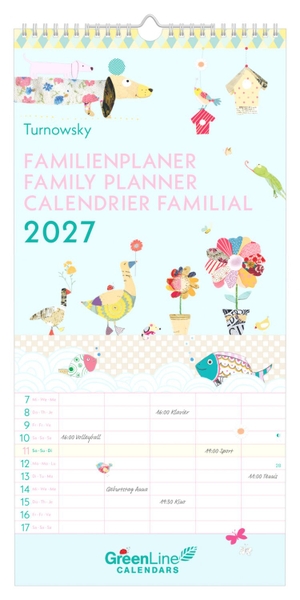 Neumann Verlage GmbH & Co KG (Hrsg.). Turnowsky 2027 - Wandkalender 22x45 cm mit 5 Spalten, 3-sprachigem Kalendarium, Stundenplänen & Ferienübersicht für Familien. Neumann Verlage GmbH & Co, 2026.