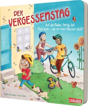 Ottenschläger, Madlen. Der Vergessenstag - Auf die Räder, fertig, los! Doch huch - wo ist mein Häschen bloß? | Lustiges Pappbilderbuch ab 2 Jahren mit Reimen über familiäres Alltagschaos. Carlsen Verlag GmbH, 2025.