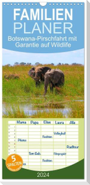 Familienplaner 2024 - Botswana- Pirschfahrt mit Garantie auf Wildlife mit 5 Spalten (Wandkalender, 21 x 45 cm) CALVENDO