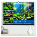 Aquascape. Traumhaft inspirierende KI-Aquarienlandschaften (hochwertiger Premium Wandkalender 2024 DIN A2 quer), Kunstdruck in Hochglanz