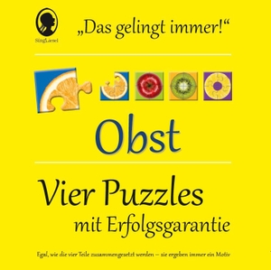 Singliesel (Hrsg.). Das "Gelingt immer"-Puzzle Obst. Das Puzzle-Spiel für Senioren mit Demenz - Vier Puzzle-Spiele mit Erfolgsgarantie für Senioren mit Demenz. Singliesel GmbH, 2025.
