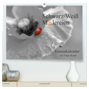 Schwarz-Weiß Malereien Terminkalender von Tanja Riedel für die Schweiz (hochwertiger Premium Wandkalender 2024 DIN A2 quer), Kunstdruck in Hochglanz