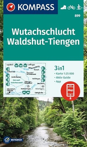 KOMPASS Wanderkarte 899 Wutachschlucht, Waldshut-Tiengen 1:25.000 - 3in1 Wanderkarte mit Aktiv Guide inklusive Karte zur offline Verwendung in der KOMPASS-App. Fahrradfahren. Langlaufen.. Kompass Karten GmbH, 2024.
