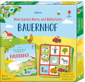 Mein buntes Memo und Bilderlotto: Bauernhof - Set aus 4 Spielbrettern, 36 Karten und Begleitbuch - für Kinder ab 3 Jahren. Usborne Verlag, 2025.