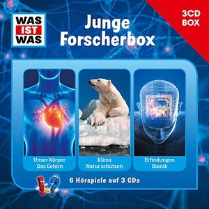 Baur, Manfred / Haderer, Kurt et al. Was ist was Hörspielbox: Junge Forscher-Box - Unser Körper/ Das Gehirn, Klima/ Natur erforschen, Erfindungen/ Bionik. Tessloff Verlag, 2015.