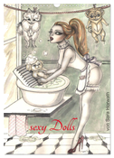 SEXY DOLLS - süße Pin-up Illustrationen, Zeichnungen, Grafiken und Malerei der Marke "Burlesque up your wall" von Sara Horwath (Wandkalender 2024 DIN A3 hoch), CALVENDO Monatskalender