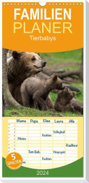 Familienplaner 2024 - Tierbabys 2024 mit 5 Spalten (Wandkalender, 21 x 45 cm) CALVENDO