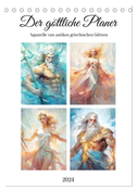 Der göttliche Planer. Aquarelle von antiken griechischen Göttern (Tischkalender 2024 DIN A5 hoch), CALVENDO Monatskalender