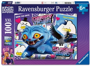 Kinderpuzzle 100 XXL Teile - KPop Demon Hunters - Derpy Tiger & Sussie Bird. Ravensburger Spieleverlag, 2026.