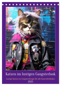 Katzen im lustigen Gangsterlook (Tischkalender 2025 DIN A5 hoch), CALVENDO Monatskalender