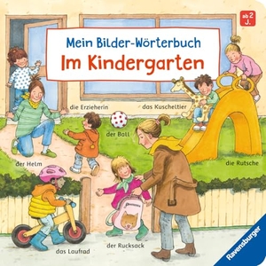 Gernhäuser, Susanne. Mein Bilder-Wörterbuch: Im Kindergarten. Ravensburger Verlag, 2024.