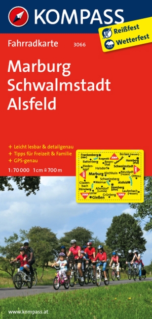 Marburg - Schwalmstadt - Alsfeld 1 : 70 000 - Fahrradkarte. GPS-genau. Leicht lesbar & detailgenau. Tipps für Freizeit & Familie. Kompass Karten GmbH, 2012.